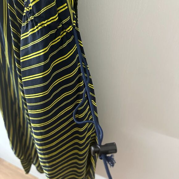 Nina Ricci Striped Asymmetric Trapeze‎ Blue Yellow 100% Silk Dress Sz FR 34 US 0 - Picture 8 of 12